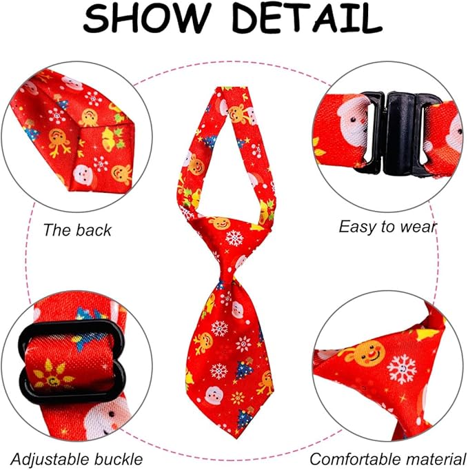 PET SHOW 10pcs Pack Christmas Big Dog Ties Neckties for Large Breed Dogs XL Adjustable Holiday Grooming Accessories Neck Ties Bowties Girl Boy Festival Costumes Photography Party Gift Favor