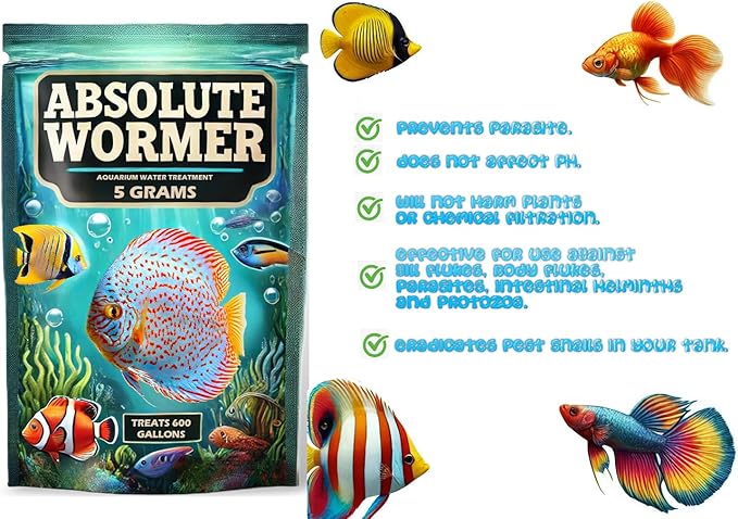 Plus - Freshwater and Saltwater Aquarium Powder Treatment. for Aquariums with Worms and Flukes. (40G - Treats 4800 GALLONS)