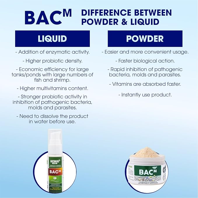 KOIKA BACM Natural Color Enhancement for Fish, Combination of Probiotic & Multi-Vitamins for Aquarium A, B6, B2, Pleasant Smell (BACM (New Formula), 30ml)