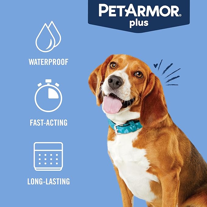 PetArmor Plus Flea and Tick Prevention for Dogs, Dog Flea and Tick Treatment, 3 Doses, Waterproof Topical, Fast Acting, Medium Dogs (23-44 lbs)