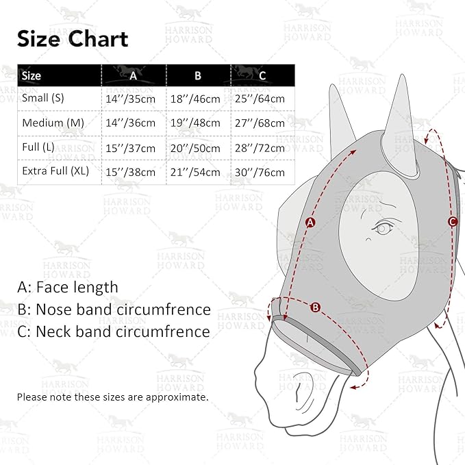 Harrison Howard Super Comfort Stretchy Fly Mask Large Eye Space with UV Protection Soft on Skin with Breathability Orange Paisley M Cob
