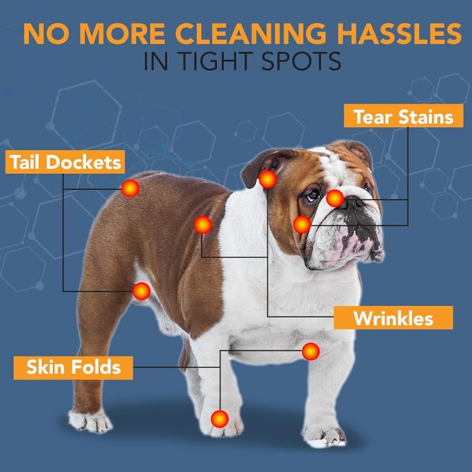 NOVEHA 5βx7β Large Dog Wipes | Wipes for Bulldog, French Bulldog, Pug, English Bulldog | Deodorizing, for Multiple Areas Removes Dirt, Wrinkles, Folds, Tear Stain, Tail Pockets & Paws (120 Counts)