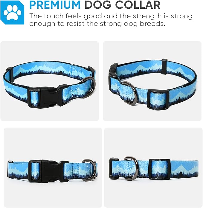 HEELE Dog Collar, Adjustable Soft Dog Collar for Small Medium Large Dogs,Floral Patterned Puppy Collars with Quick Release Buckle L Length 15.94''-25.59'