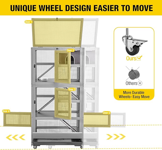 Aivituvin Ferret Cage Chinchilla Cage for Rat,Lizard,Squirrel, Chameleon,Gerbils and Other Small Animals