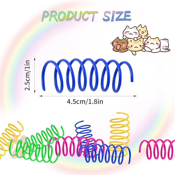 Cat Spring Toys 80 Pack, Colorful Plastic Coils Cat Kitten Spiral Spring Interactive Cat Toy for Swatting, Biting, Hunting