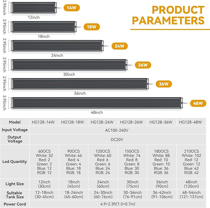 hygger 24W LED Aquarium Light, 24-30 Inch Fish Tank Light with Timer Auto On/Off, Sunrise Sunset Mode, Adjustable Brightness and Colors, Full Spectrum Light with Extendable Brackets for Freshwater