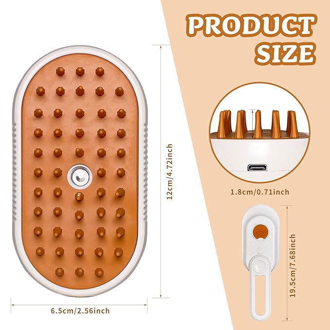 Cat/Dog Brush for Shedding - Steam Brush with Water, Hair Comb and Steamer for Pet Grooming (NEW WHITE)