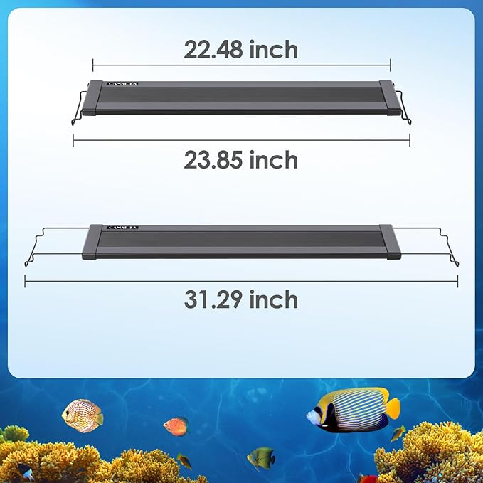 Aquarium Light,22W 24/7 Natural Mode,9 Light Modes(Water Grass Mode & 7 Colors & Cycle),Adjustable Timer and 7 Color Brightness - with Expandable Mounting Bracket for 24~30IN Fish Tank