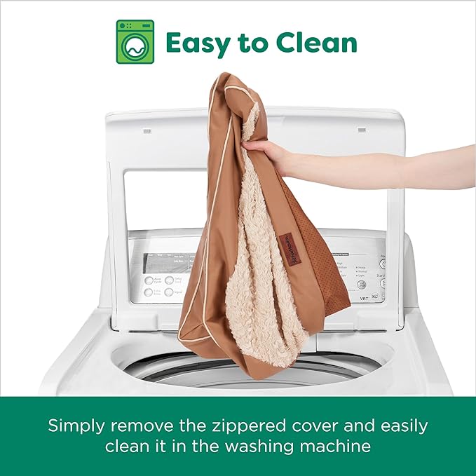 FurHaven Orthopedic Dog Sofa Bed – Memory Foam Couch with Bolsters, Textured Plush & Water-Resistant Cover, Washable Cover, Joint Support - Camel, Jumbo Plus