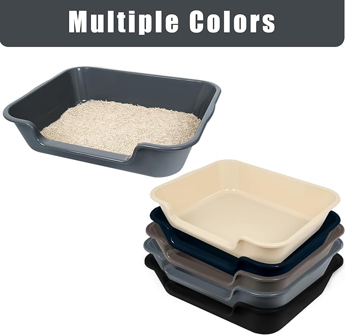 1 Pack of Extra Large Cat Litter Box (ABS Material), Low Entry Senior Litter Pen for Geriatric Kitty Big Cats, Jumbo Pet Safe Litter Boxes Tray for Pets Potty (Light Blue, 24" L x 20" W)