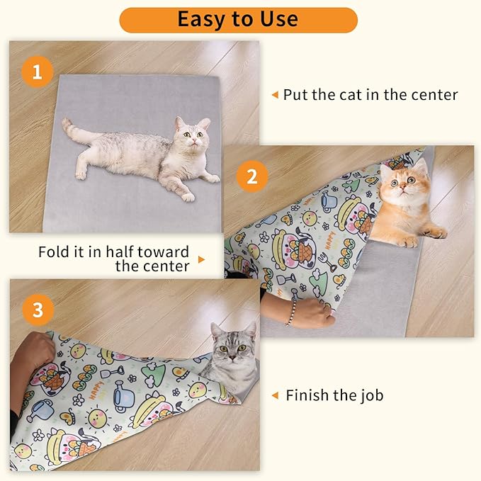 Cat Wrap for Grooming,Cat Wrap for Cutting Nails,Self-Adherent Soft Cat Blanket,Restrain the Cat to Keep Calm,Anti-Bite, Anti-Scratch, Wrap anti-Escape Grooming Bags for Cats ( within 16lbs)