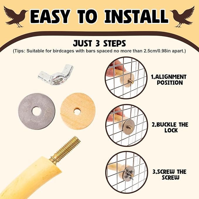 Bird Toys Perch Stand for Cage with Pine Cones, Natural Parrot Toys, Small Chewing Sticks Toys Bird Cage Accessories for Conures Parakeets Cockatoo African Grey Parrots (1PCS)