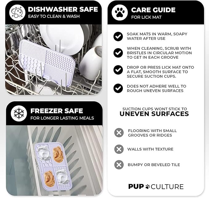 Pup Culture Dog Lick Mat for Dogs (2 Pack), Feeding Pad for Anxious Pets Plus 4 Different Puzzles for Mental Stimulation for Dogs - Supports Mental, Dental, and Digestive Health - Heavy Duty