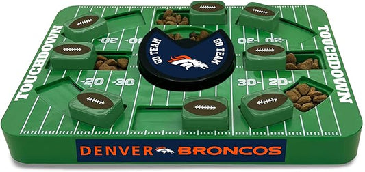 Pets First NFL Denver Broncos Large Puzzle Toy, New Size, Interactive Dog Treat & Slow Feeding Toy