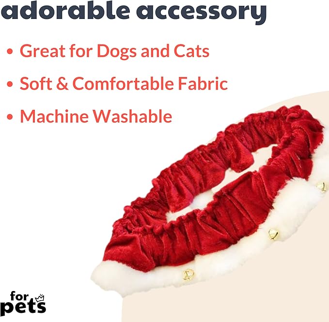 Huxley & Kent Ruff Pet Scrunchy | Santa (Extra-Small) | Festive Christmas/Holiday Neckwear for Dogs/Cats | Fun Stretchable Costume Accessory | Soft Collar with Bells