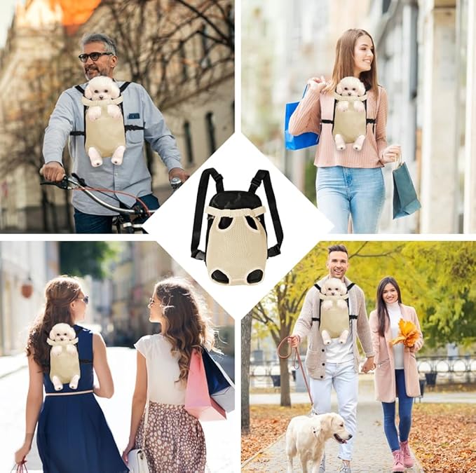 FEimaX Dog Carrier Backpack Pet Legs Out Front Cat Travel Bag, Adjustable Puppy Backpacks Carriers Hands-Free for Small Medium Dogs Cats Hiking Traveling Camping Daily Walking