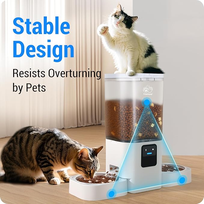 Automatic Cat Feeders 2 Cat with Slow Feed: Dual Automatic Dog Feeder with 5G WiFi, cat Food Dispenser with Alexa for Multiple Pets, Detachable for Easy Clean - 29 Cup(7L Large Capacity)
