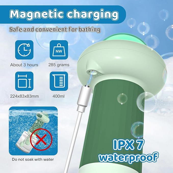 Electric Dog Shampoo Dispenser,IPX7 Cat Shampoo Sprayer,Pet Bath Supplies Automatic Foaming Shampoo Dispenser for Dog Deep Cleaing,Kitchen Sink,Bathroom Green