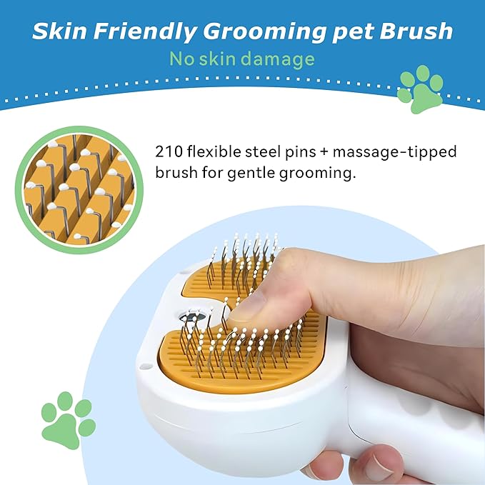 4-in-1 Pet Steam Brush for Dog & cat brush for shedding,Spray Hair Removal Comb with Waterless Shampoo–Self-Cleaning Pet Grooming Tool for Shedding, Anti-Static & Skin-Friendly Design