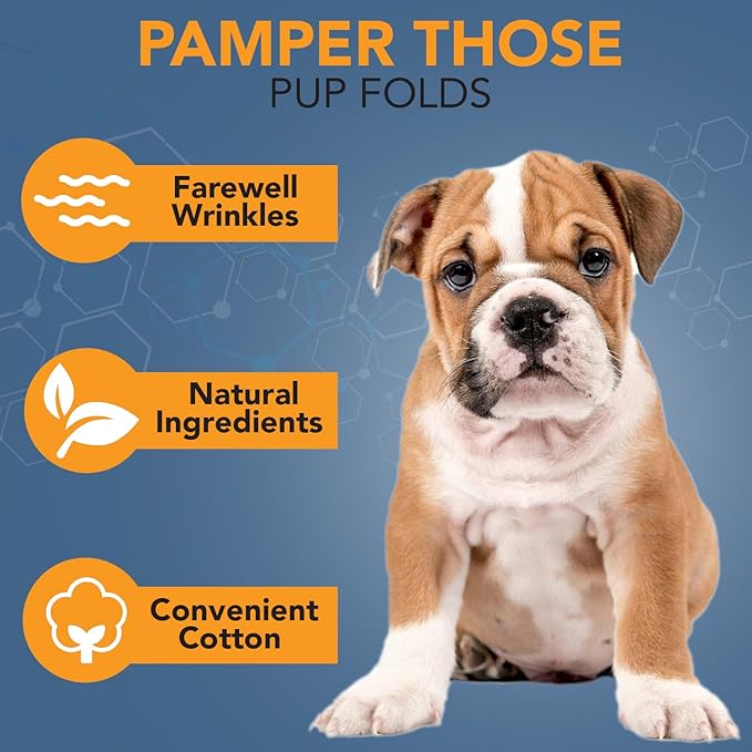 NOVEHA 5βx7β Large Dog Wipes | Wipes for Bulldog, French Bulldog, Pug, English Bulldog | Deodorizing, for Multiple Areas Removes Dirt, Wrinkles, Folds, Tear Stain, Tail Pockets & Paws (120 Counts)