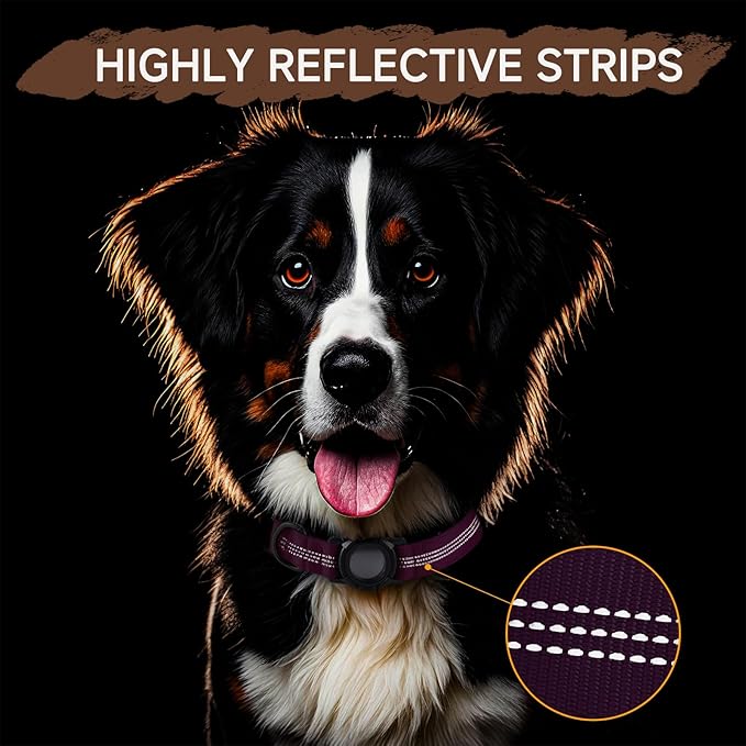 Dog Collar Compatible with Airtag, with Waterproof Cover, Multiple Colors, Multiple Sizes, Breathable Cotton and Linen Material, Suitable for Small, Medium and Large Dogs