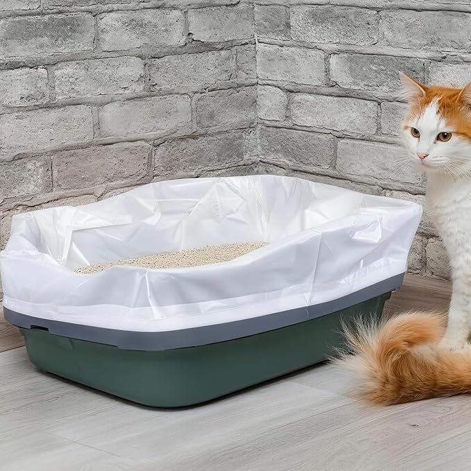 40 Count Cat Litter Liners Large, Jumbo Drawstring Extra Durable Pet Cat Pan Liners Extra-Thick Kitty Litter Box Bag 36" x 19"