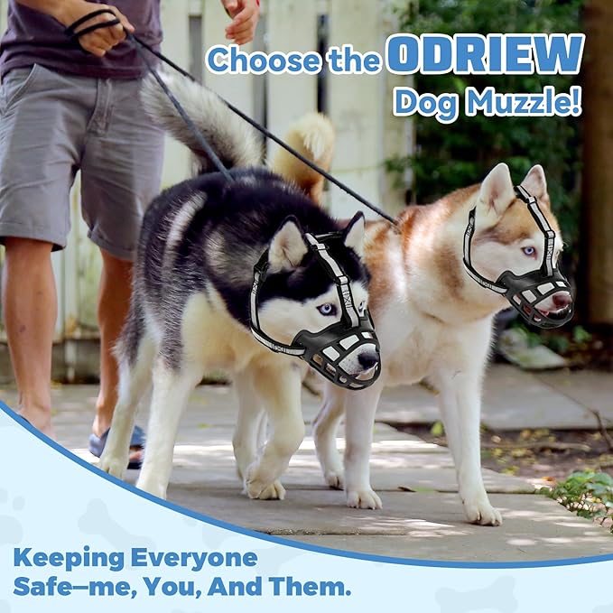 Dog Muzzle for Large Dogs, Breathable Basket Muzzles for Small, Medium and X-Large Aggressive Dog, Allows Panting Drinking, Suitable for Grooming Trimming Training (3, Blacks)