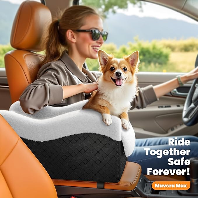 Conter Console Dog car seat(Light Grey/White) (Black/White, M)