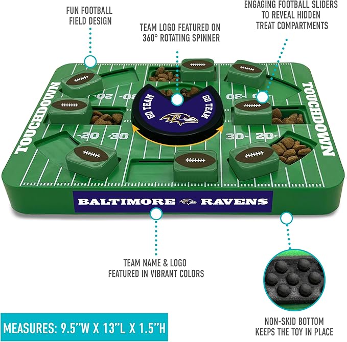 Pets First NFL Baltimore Ravens Large Puzzle Treat Toy for Dogs - Interactive Slow Feeding Toy, New Large Size