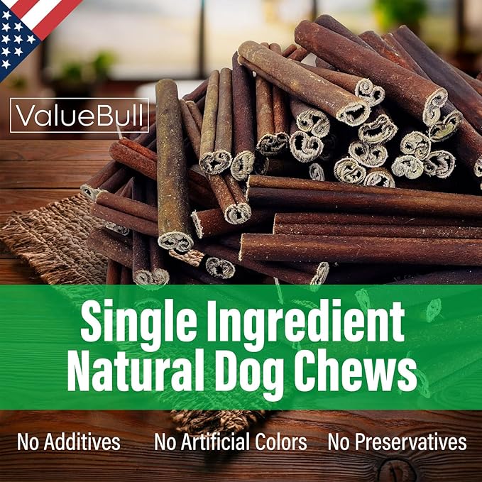 ValueBull USA Collagen Sticks for Dogs, 6 Inch Jumbo Chews, Natural Long-Lasting Dog Treats, 50 Count - Promotes Joint, Skin & Coat Health with Glucosamine and Chondroitin