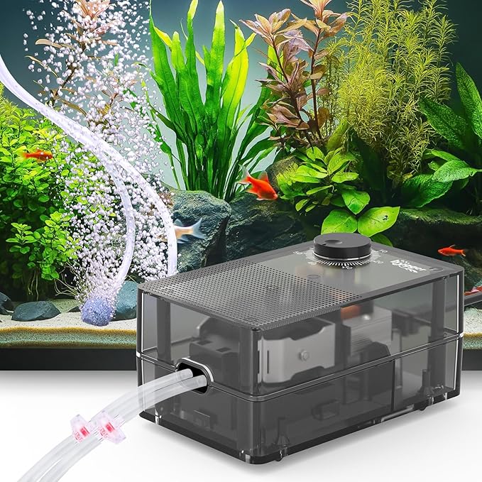 hygger See-Through Air Pump for Aquarium: Adjustable Oxygen Pump,Silent Powerful Aerator Pump 3.5W 2 Air Outlets Ultra Silent for Large Medium Fish Tank,Hydroponic Systerm, Household Commercial Use