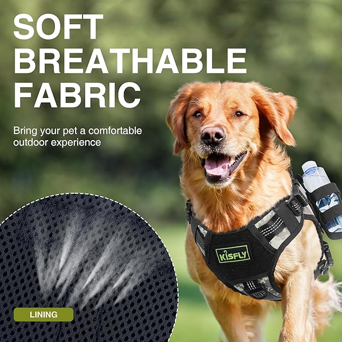 Dog Tactical Harness with Reflective Design, Breathable and Adjustable Tactical Dog Vest, No Choke Harness, Military Grade Gear for Training, Hunting, Outdoor Adventures, Camouflage L