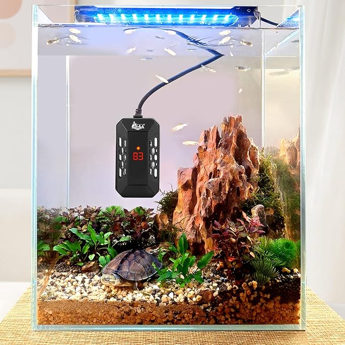 AQQA Aquarium Submersible Heater for Fish Tank,LED Temperature Display and Built-in Thermometer,External Controller Temperature Control Range 59℉-93℉,Safety Control Protects 50W