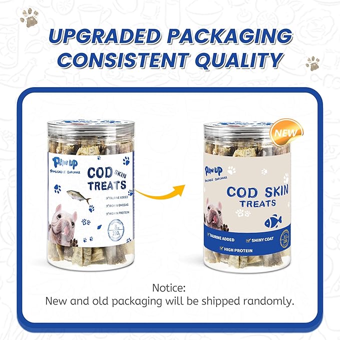 Dog Treats, Cod Skins Dog Treat with Taurine, One-Ingredient Grain-Free Chew Fish Skin Rolls Rich in Omega3, 8 oz
