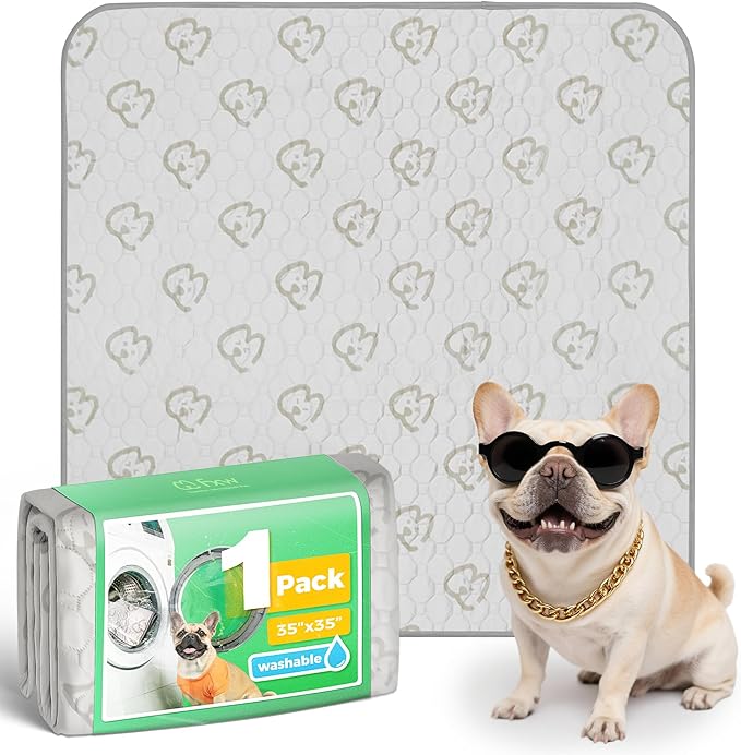 FXW Washable Pee Pads for Dogs, Puppy Pads with Super Absorbent, Specifically Designed for Potty Training, 35" Square, Khaki, 1 Pack
