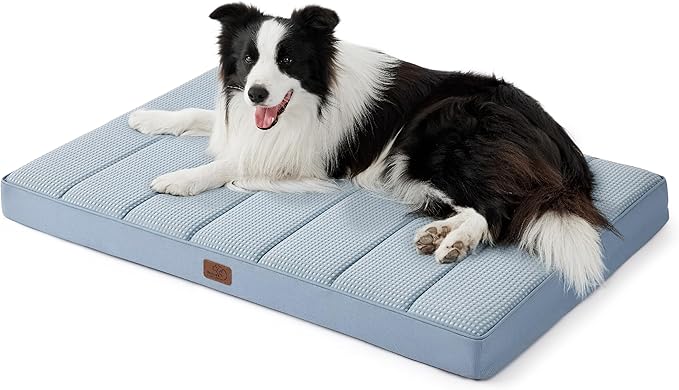 Bedsure Cooling Dog Bed for Crate - Large Orthopedic Flat Puppy Beds with Removable Washable Cover, Egg Crate Foam Pet Mat, Suitable for Pet Up to 50 lbs
