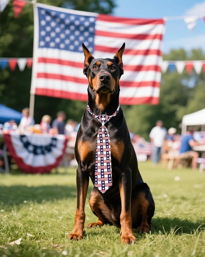 PET SHOW 10 Pack 4th of July Big Dog Ties Neckties for Large Breed Dogs XL Adjustable Holiday Grooming Accessories Patriotic Neck Ties Bowties Girl Boy Pets Memorial Day Holiday Party Costumes