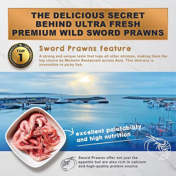 Ultra Fresh Monster Fish Food, Wild Sword Prawns, Floating Sticks for Oscars, Bass, Large Cichlids and Tropical Fish, Carnivorous Jumbo Stick 3.53 oz