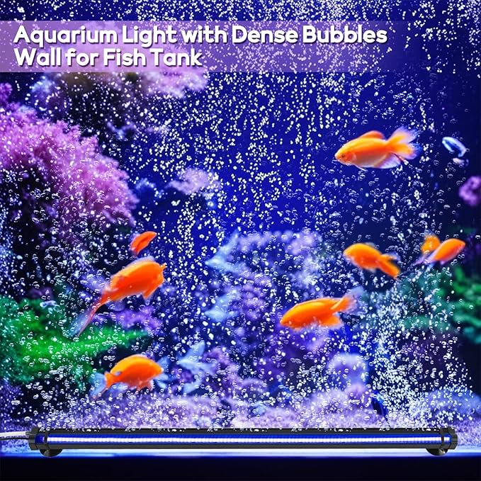 Submersible Bubble Aquarium Light:Multicolor RGB Fish Tank Light with Remote Timer & Adjustable Brightness for Pet Plants Grow - Waterproof Submersible Led Lights for 5-10In Saltwater Tanks