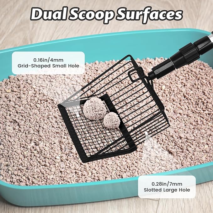 Metal Large Chicken Poop Scooper,3-in-1 Detachable Chicken Coop Scoop with Stainless Steel Telescopic Handle(22-41.9in),Multifunctional Metal Litter Scoop for Pooper Scooper