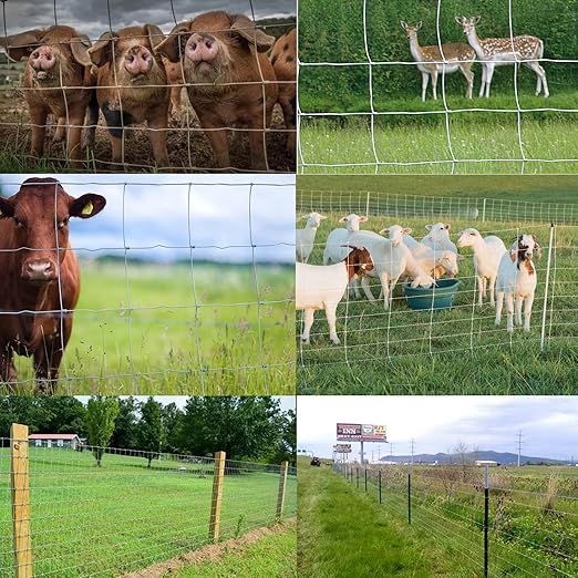 Farm Fence, 4ft x 164ft Galvanized Wire Fencing, Cattle Fence, Deer Fence, Heavy Zinc Coating Farm Fence Used to Hog Goat Fencing for Yard Garden and Field