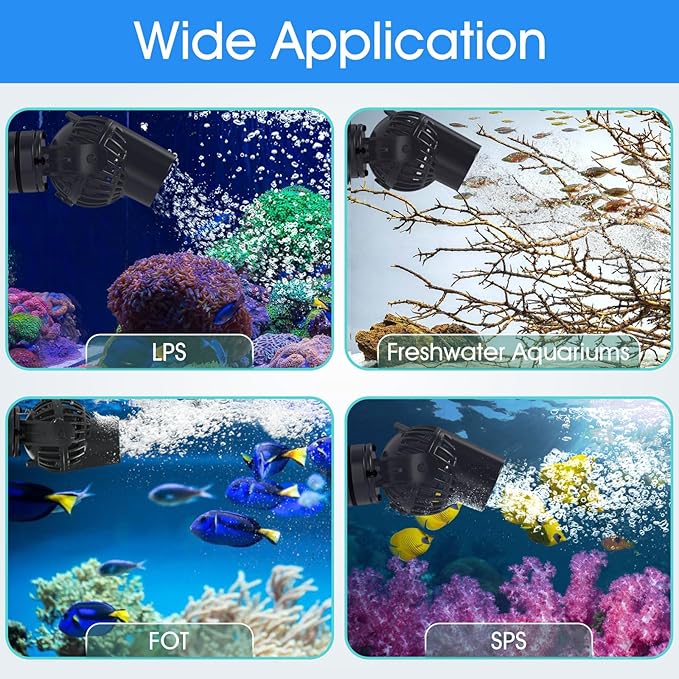 hygger Aquarium Wave Maker Circulation Pump, 792 GPH Ultra-silence Fish Tank Powerhead with Strong Magnet Suction Base for Freshwater or Saltwater Fish Tank, 360° Rotating Submersible Water Pump