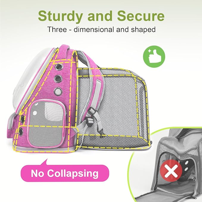 Expandable Cat Backpack,Cat Bubble Backpack Carrier for Carrying Cats, Pets and Small Dogs,Airline-Approved,Designed for Travel, Hiking, Walking,Car (Pink
