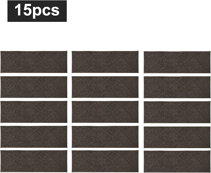 COSY HOMEER Edging Stair Treads Non-Slip Carpet Mat 28inX9in Indoor Stair Runners for Wooden Steps, Edging Stair Rugs for Kids and Dogs, 100% Polyester TPE Backing (15pc, Brown)
