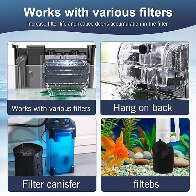 UNEAK 2-Pack Large Premium Pre Filter Sponge Aquarium Intake High-Porosity Foam Roll Fish Tank Shrimp Beta Baby Fish Replacement Foam Cover Filtration Freshwater Saltwater 5-20 Gallons Easy to Clean