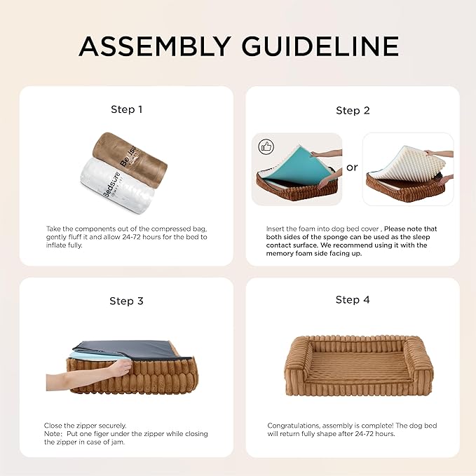 Bedsure Orthopedic Dog Bed for Small Dogs, Waterproof Memory Foam Small Pet Beds with Sides, Non-Slip Bottom and Egg-Crate Foam Medium Dog Couch Sofa with Washable Removable Corduroy Cover, Brown