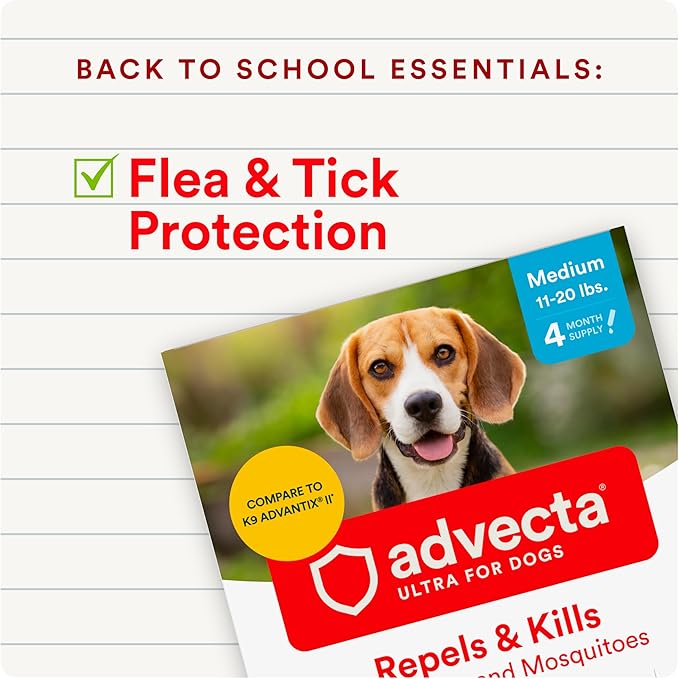 Ultra Flea And Tick Prevention For Dogs - Dog and Puppy Treatment and Control - Mosquito Repellent - Medium, Fast Acting Waterproof Topical Drops, 4 Month Supply