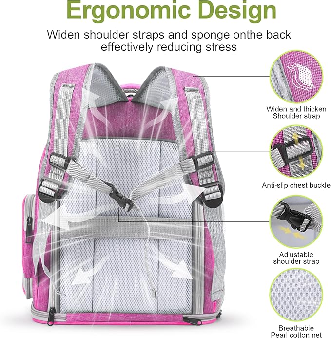 Expandable Cat Backpack,Cat Bubble Backpack Carrier for Carrying Cats, Pets and Small Dogs,Airline-Approved,Designed for Travel, Hiking, Walking,Car (Pink