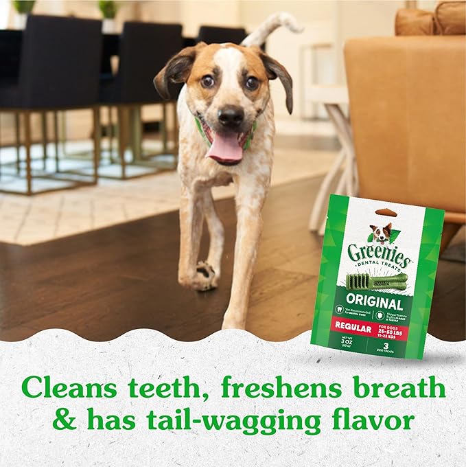 Greenies Original Regular Dental Dog Treats, 3 oz. Pack (3 Treats)