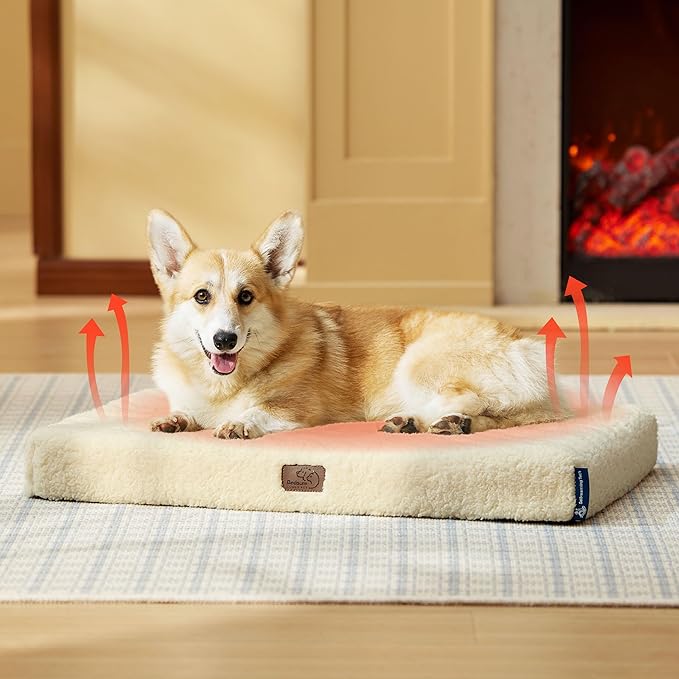Bedsure Self Warming Dog Bed for Medium Dogs - Orthopedic Waterproof Puppy Beds with Removable Washable Cover, Egg Crate Foam Pet Mat, Suitable for Pet Up to 35 lbs